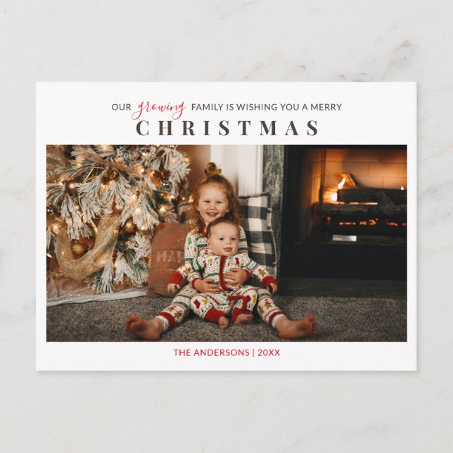 Postal Niños de la familia en crecimiento foto Feliz Navi (Anverso)