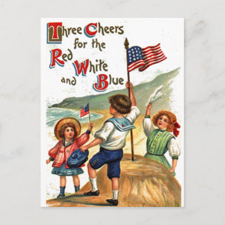 Postal Niños de la playa 4 de julio Bandera Arte de posta