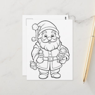 Postal Niños de Navidad coloreando a Santa