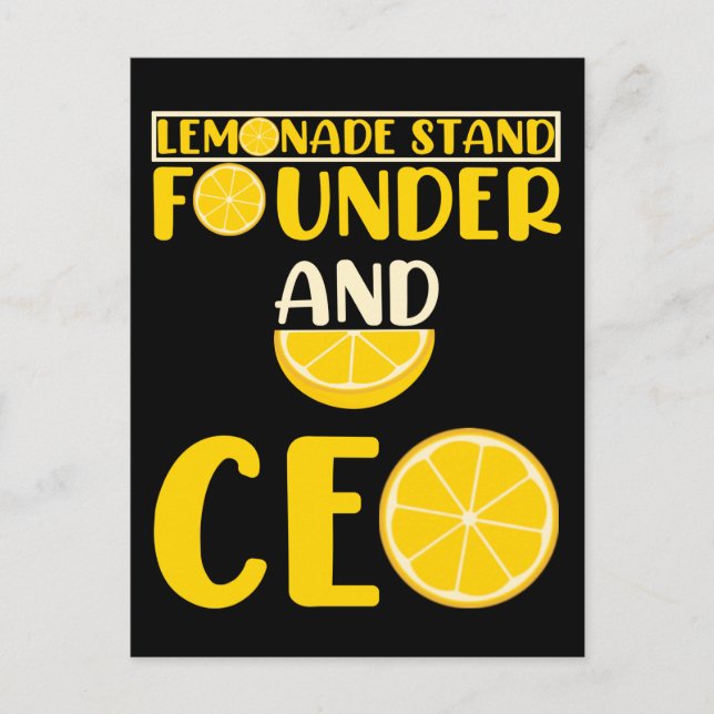 Postal Niños de puesto de limonada niña divertido CEO (Anverso)