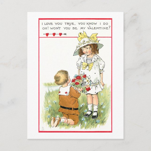 Postal Niños de San Valentín de época (Anverso)