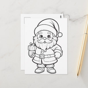 Postal Niños de Santa festivos para colorear