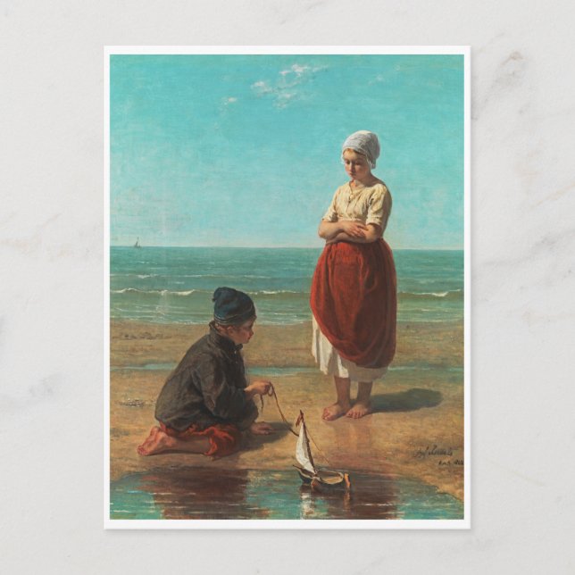 Postal Niños del mar, Jozef Israels (Anverso)