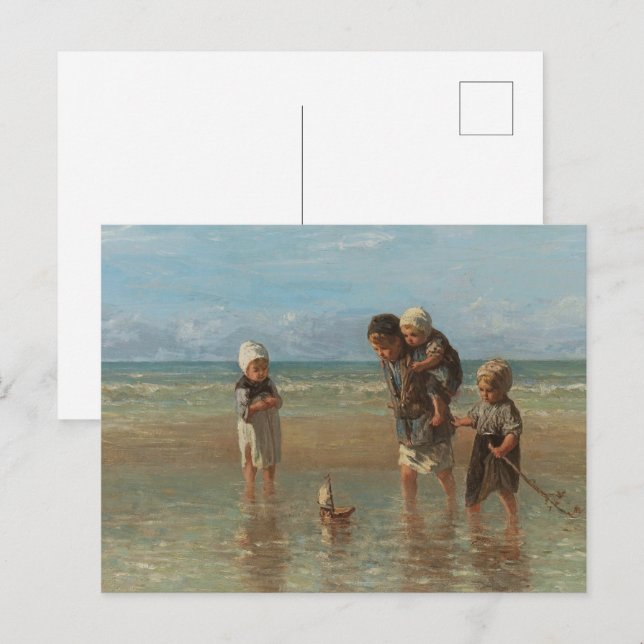 Postal Niños del mar, Jozef Israels (Anverso / Reverso)