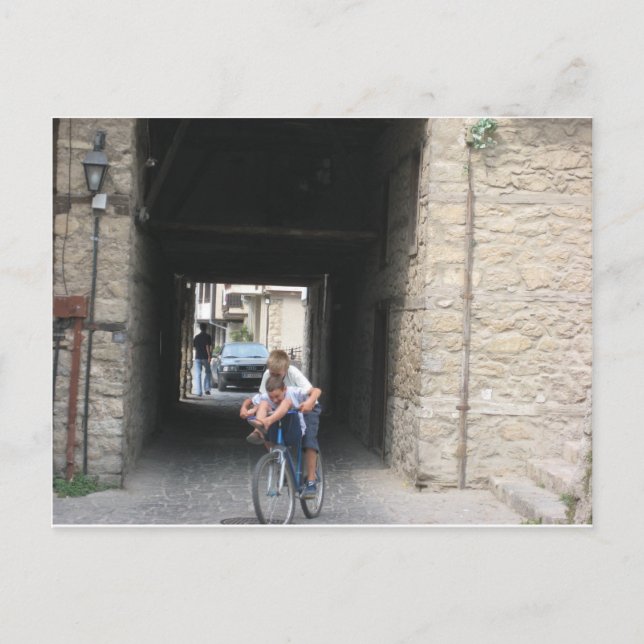 Postal Niños en bicicleta (Anverso)
