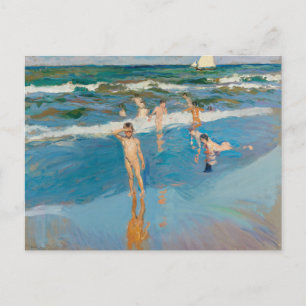 Postal Niños en el Mar   Joaquín Sorolla