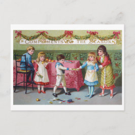 Postal Niños en Fiesta de Navidades - Imagen de época