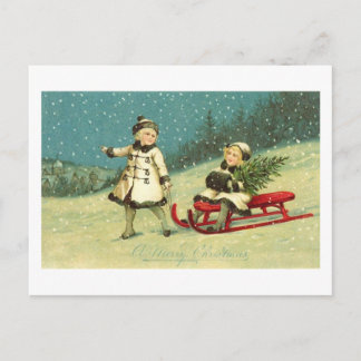 Postal Niños en invierno