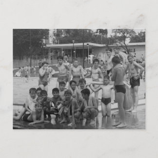 Postal Niños en la piscina. Fotografía de época