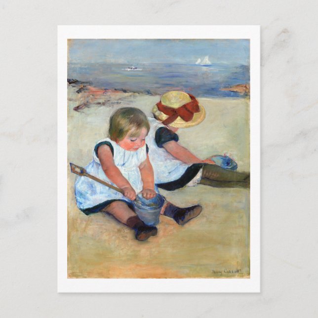 Postal Niños en la playa, Cassatt (Anverso)
