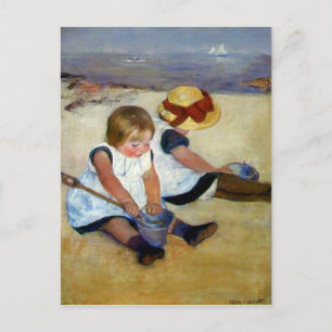 Postal "Niños en la playa" de Cassatt