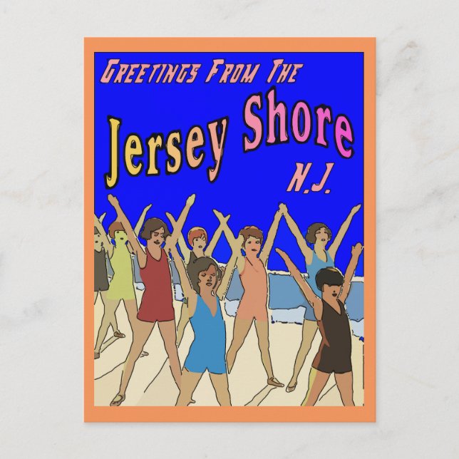 Postal Niños en la playa de Jersey Shore (Anverso)