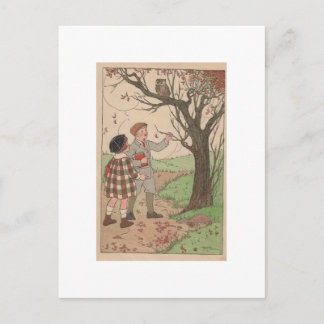 Postal Niños en otoño