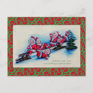 Postal Niños en Sleigh Riding