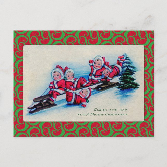 Postal Niños en Sleigh Riding (Anverso)
