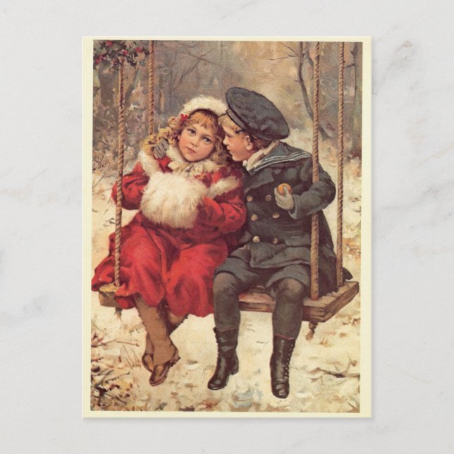 Postal Niños en una flor (Anverso)