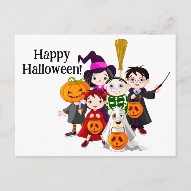 Postal Niños felices de Halloween (Anverso)