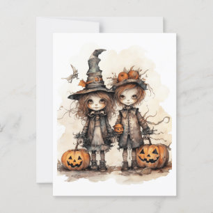Postal niños felices de halloween
