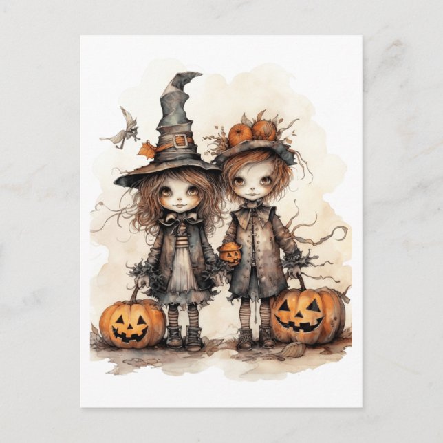 Postal niños felices de halloween (Anverso)