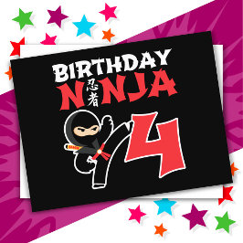 Postal Niños Fiestas Karate Ninja de 4 años