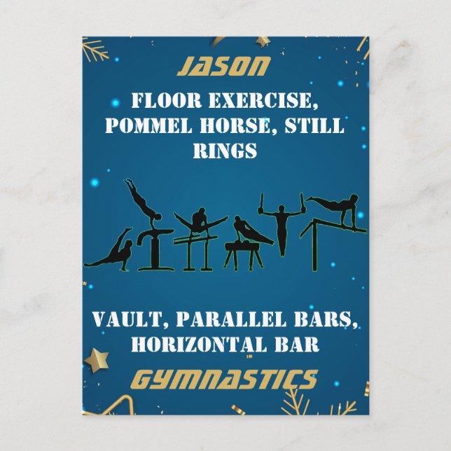 Postal Niños Gimnasia de Invierno de Oro Azul Personaliza (Anverso)