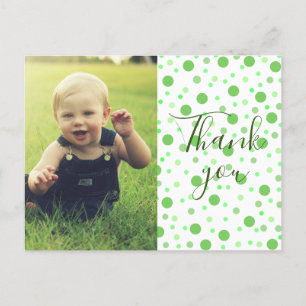 Postal Niños Gracias Lunares Verdes
