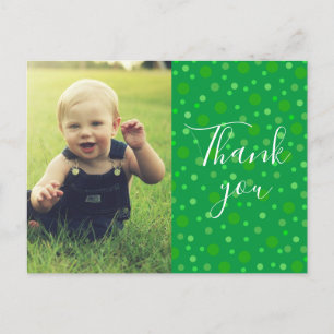 Postal Niños Gracias Verde Lunares