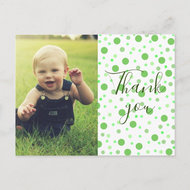 Postal Niños Gracias Verde Lunares (Anverso)