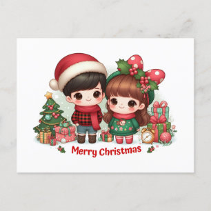 Postal Niños guapos deseando Feliz Navidad