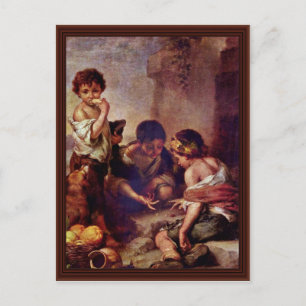 Postal Niños jugando a los dados