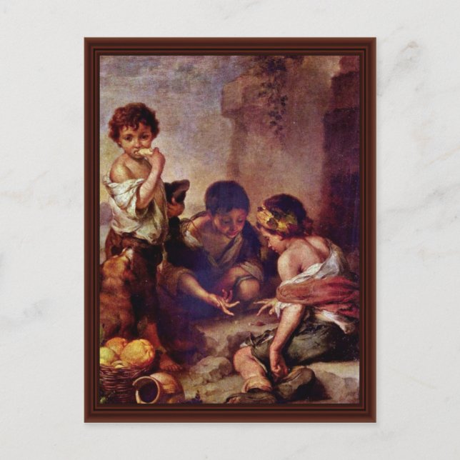 Postal Niños jugando a los dados (Anverso)