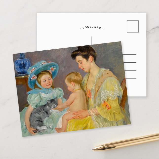 Postal Niños jugando con un gato | Mary Cassatt Postcar (Subido por el creador)