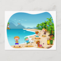 Niños jugando en la playa