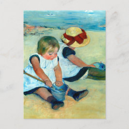 Postal Niños jugando en la playa por Mary Cassatt