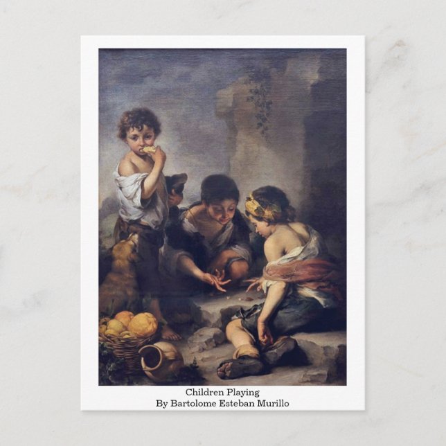 Postal Niños Jugando Por Bartolomé Esteban Murillo (Anverso)