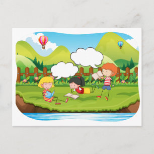 Postal Niños leyendo