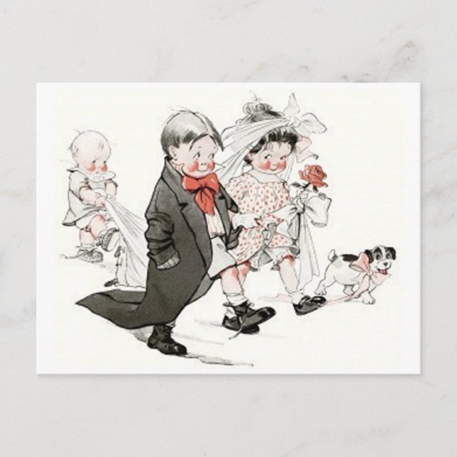 Postal Niños lindos que hacen la boda marzo (Anverso)