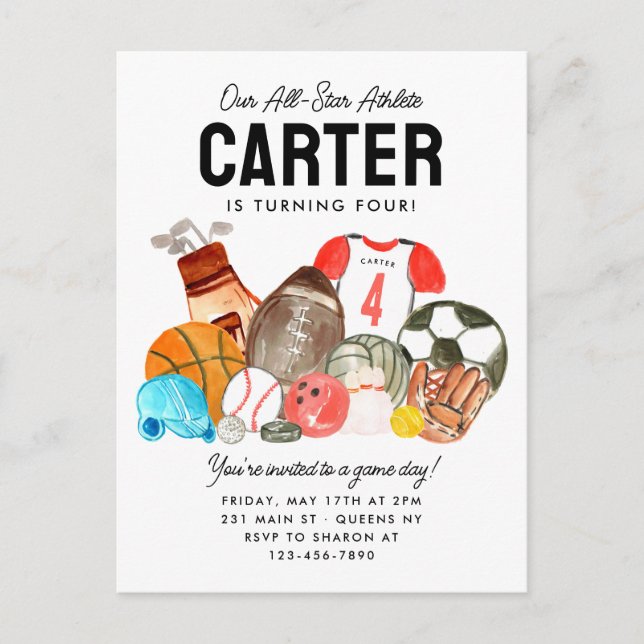 Postal Niños modernos Bolas Deportivas Todos los Niños Es (Anverso)