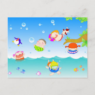 Postal Niños Nadando