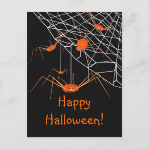 Postal Niños Naranjas Halloween Spiders