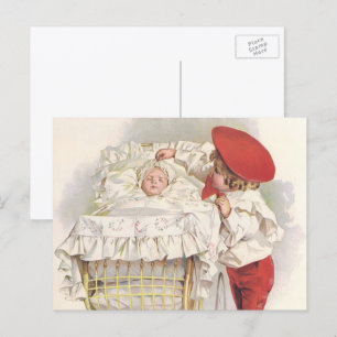 Postal Niños, niños y bebés victorianos de época en Pram