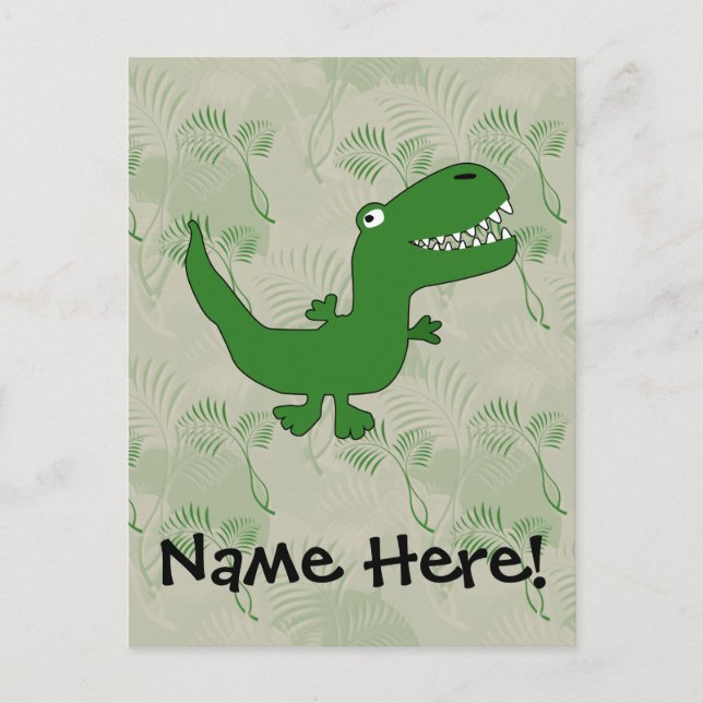 Postal Niños Personalizados de dinosaurios T-Rex Tyrannos (Anverso)
