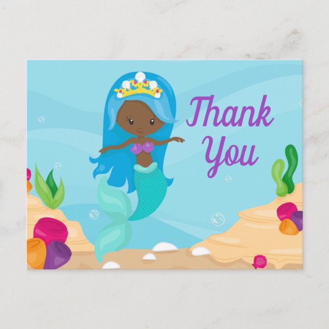 Postal Niños Personalizados de Sirenas Africanas agradece (Anverso)