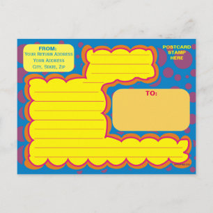 Postal Niños Polka Púrpura Dots Blue Dizzy Dots Fun Art