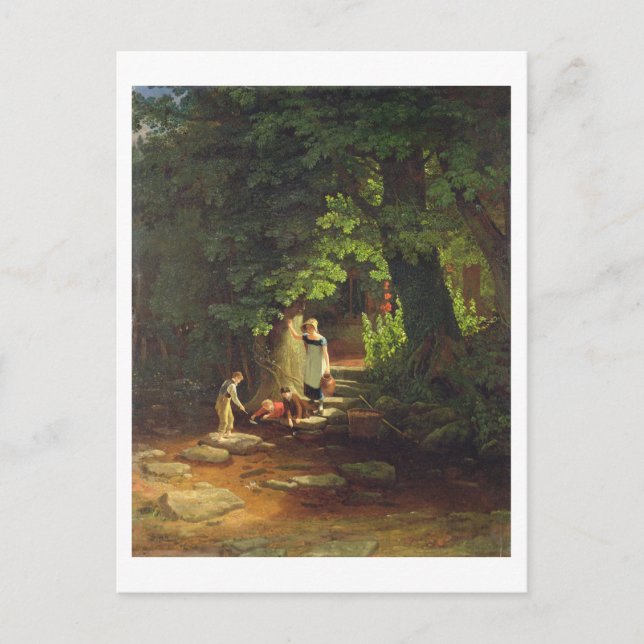 Postal Niños por un Brook, c.1822 (petróleo en el panel) (Anverso)