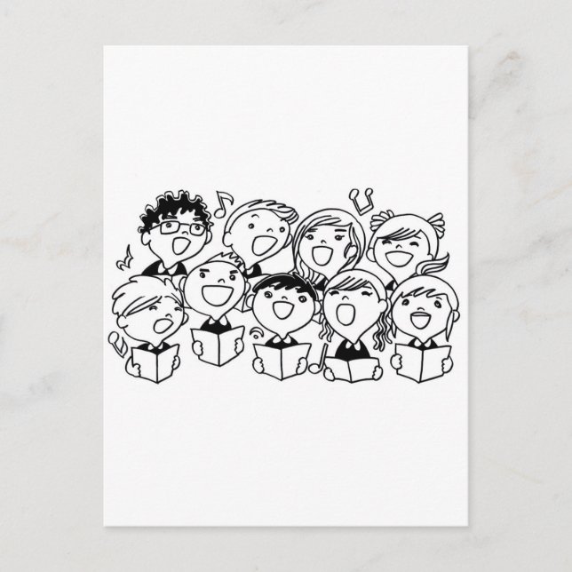 Postal Niños que cantan con alegría (Anverso)