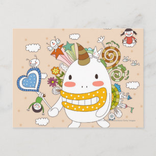 Postal Niños que juegan con el monstruo