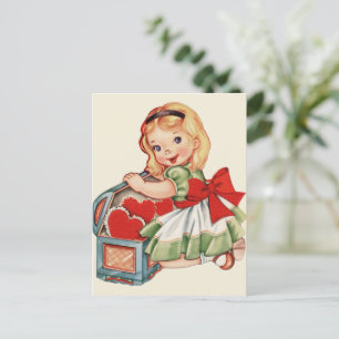 Postal Niños retro-niños Chicas del corazón