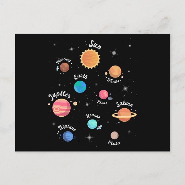 Postal Niños Sistema Solar Planetas Conocimiento Espacio  (Anverso)