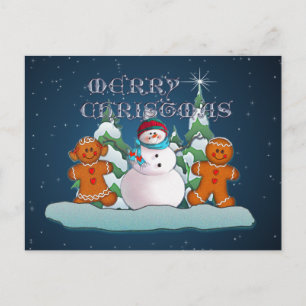 Postal NIÑOS SNOWMAN & GINGERBREAD por SHARON SHARPE